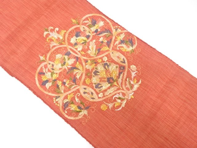JAPANESE NAGOYA OBI / TSUMUGI / WOVEN FLORAL SARASA
